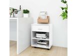 Syfax™ Mobiletto Con Ruote Bianco Lucido 46X36X59 Cm Legno Multistrato