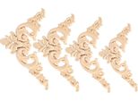 4PCS Gomma Legno Intagliato Angolo Onlay Applique Mobili Forma Di Fiore Non Verniciato 12X 12Cm