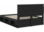 Syfax™ Struttura Del Letto Nero 140 X 190 Cm Pino Massello