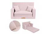 Divano Per Bambini Flumi Divano Per Bambini Con Funzione Letto Per La Camera Dei Bambini - Poltrona Con Funzione Letto - Rosa A Coste