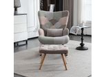 Sweiko Comoda Sedia A Dondolo Colorata, Altezza 93 Cm, Larghezza Seduta 43 Cm - Inclusi 1 Poggiapiedi (49X38X37 Cm) E 1 Cuscino Lombare, Robusta Struttura In Legno Di Gomma, Design Multicolore, Poltrona Lounge