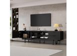 Sweiko 200X40X50,5 Cm Mobile Tv Moderno E Semplice, Lavagna Con 2 Ante E 2 Cassetti, Supporto Tv Con Ampio Spazio Di Archiviazione, Mobile Da Soggiorno Con Una Capacità Di Carico Totale Di 45 Kg, Adatto Per 80 Pollici, Nero