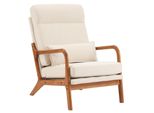 Poltrona Lounge, Poltrona Con Braccioli, Schienale Alto, Con Cuscino Lombare, Bianco Crema