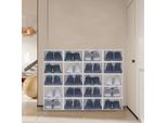 Scatole Per Scarpe - Set Da 20 Scatole Portaoggetti Per Scarpe - Con Sportello - Impilabili - Plastica Pp+Ps - Per Scarpe Da Ginnastica - Trasparenti