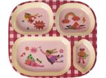 Piatti Per Bambini In Melamina Rice, 4 Scomparti, Stampa Super Hero, Rosso