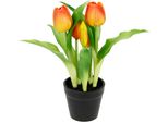 Kunstblume I.Ge.A. "Tulpen", Orange, B:20Cm H:22Cm L:20Cm, Polyester, Kunstpflanzen, Real-Touch BlüTen Tulpe Tulpenstrauß Latex Kunsttulpe Einzelblumen