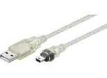 Goobay 93194 Cavo Usb 2.0 Hi-Speed, Trasparente, 1 M - Connettore Usb 2.0 (Tipo A) > Connettore Usb 2.0 Mini (Tipo B, 5 Pin)