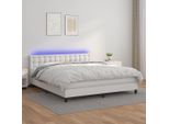 The Living Store Letto A Molle Con Materasso E Led Bianco 160X200 Cm In Ecopelle