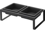 Ciotola Per Cibo Yamazaki Ciotola Per Acqua Per Cani Gatti Ciotola Per Cibo Doppia Ciotola Metallo Ceramica Nero 04745