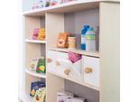 Negozio Roba, Accessori Inclusi, Naturale, Bianco/Grigio, 4 Cassetti, Lavagna, Bancone E Bancone Laterale