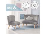 Il Pacchetto Roba "Lil Sofa"" Comprende Un Divano Per Bambini, Una Poltrona Per Bambini E Un Cuscino Decorativo A Forma Di Nuvola Grigio Argento."
