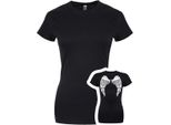 Grindstore Maglietta Da Donna Angel Wings GR1665 (M) (Nero)
