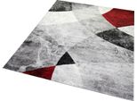 Tappeto Da Salotto Astratto Con Moderno Disegno A Rombi A Onde Marmorizzate In Grigio Rosso - Facile Da Pulire - 240 X 340 Cm