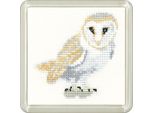 Set Per Punto Croce Heritage In Aida "Barbagianni"", Schema Contato, CFBO1483-A, Formato Sottobicchiere 7,5X7,5Cm"