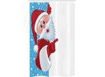 Abakuhaus Natale Tenda Da Doccia Stretta, Stagione Invernale Innevata Natale, Set Decorativo Per Bagno In Tessuto Con Ganci, 120 X 180 Cm, Blu Vermiglio Bianco