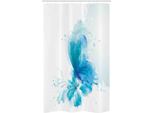 Abakuhaus Tenda Da Doccia Stretta Acquerellata, Farfalla Su Fiore, Set Decorativo Per Bagno In Tessuto Con Ganci, 120 X 180 Cm, Blu Cielo E Bianco