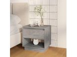 The Living Store Comodino Grigio Cemento 45X34X44 Cm Materiale A Base Di Legno