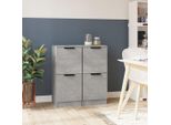 The Living Store Credenze 2 Pz. Grigio Cemento 30X30X70 Cm Materiale A Base Di Legno