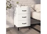 The Living Store Comodino Bianco 40X40X66 Cm In Materiale Ligneo