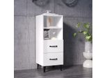 The Living Store Credenza Bianca Lucida 34,5X34X90 Cm Materiale A Base Di Legno
