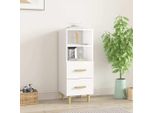The Living Store Credenza Bianca Lucida 34,5X34X90 Cm Materiale A Base Di Legno