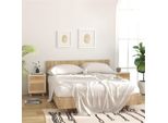 The Living Store Comodini 2 Pezzi. Pino Massiccio Bianco E Rattan Naturale