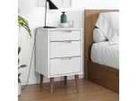 Comodino Molde Bianco 40X35X65 Cm In Legno Di Pino Massiccio