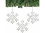 Springos Decorazioni Per L'albero Di Natale, Fiocchi Di Neve, 9 Cm, Infrangibili, Ornamenti Per L'albero Di Natale Con Glitter (Bianco 3 Pz.)