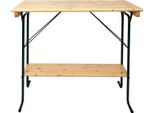 Tavolo Da Bar HWC-L67, Tavolo Da Giardino Tavolo Da Birra Tavolo Da Tenda Da Birra Tavolo Da Campeggio, Pieghevole In Metallo Legno Di Pino 110X125X70Cm Mvg