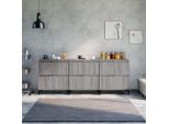 The Living Store Credenze 3 Pz. Grigio Sonoma 60X35X70 Cm Materiale A Base Di Legno