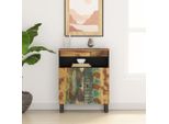 Vidaxl Credenza A 2 Ante 60X33X75 Cm In Legno Massiccio Antico