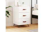The Living Store Comodino Bianco Lucido 40X40X66 Cm Materiale Legno