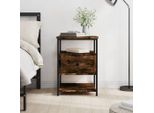 The Living Store Comodino In Rovere Fumé 40X42X56 Cm Materiale In Legno