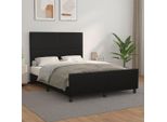 The Living Store Struttura Letto Con Testiera Nera 140X200 Cm In Ecopelle