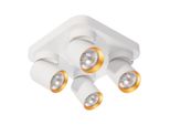 Lampada Da Soffitto 4 Faretti Bianchi Con Interno Dorato Mobili 4Xgu10 10W Andy Milagro