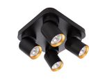 Plafoniera 4 Faretti Neri Con Interno Oro Mobili 4Xgu10 10W Andy Milagro