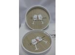 Gilde 2Er Set 2Tlg., Tablett, Rund, "Weinfest"", Spruch, Weinglasmotiv, Mdf, Naturfarben, Weiß, Ve 2, H. 4 Cm, D. 35 Cm"