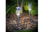 1X Lampada Da Giardino A Led Solare Con Picchetto - Bianco Freddo - Grigio - Metallo - 18,5 Cm - Alimentazione Solare - Si Accende Automaticamente Al Tramonto - Illuminazione Decorativa Da Esterno Per Giardini E Vialetti [11702A]