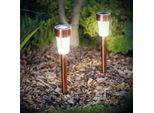 1X Lampada Da Giardino A Led Solare Con Picchetto - Bianco Freddo - Oro Rosa - Metallo - 30 Cm - Alimentazione Solare - Si Accende Automaticamente Al Tramonto - Illuminazione Decorativa Da Esterno Per Giardini E Vialetti [11702C]