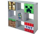 Minecraft - Scaffale 3X3, Divisorio Con Scomparti Aperti E Ante Con Apertura A Pressione, Mobili Per Bambini Dal Design Colorato