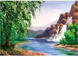 Mosaico A Diamante, Ricamo 30X40 Linea Waterfall Flamingo