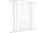 Cancelletto Di Sicurezza Per Cani, Cancelletto Barriera 76-104 Cm Senza Foratura, Cancelletto Per Scale In Acciaio, Cancelletto Per Scale Con Porta Per Gatti, Cancelletto Di Sicurezza, Cancelletto Di Sicurezza Per Scale, Porta, Corridoio, Bianco