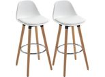 Set Di 2 Sgabelli Da Bar Sgabelli Da Cucina Sedia Da Bar Con Poggiapiedi Ecopelle Bianca 38,5 X 42,5 X 91 Cm Per Sala Da Pranzo Cucina