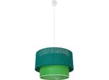 Lampada A Sospensione Scandinava In Juta, Doppio Paralume, Verde E Bianco, 1Xe27 60W, Bueno Milagro