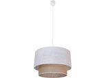 Lampada A Sospensione Scandinava In Juta, Doppio Paralume, Bianco E Beige, 1Xe27 60W, Bueno Milagro