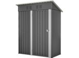 Casetta Da Giardino Con Tetto Piano 152X84X182 Cm Ripostiglio In Acciaio Con Porta Chiudibile A Chiave Senza Finestre 1,27 M² Spazio Di Stoccaggio Grigio Scuro