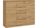 Moderna Cassettiera Grande 2D4S Con 2 Ante E 4 Cassetti | Rovere Artigianale | 120X97X40 Cm