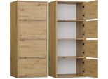 Moderna Cassettiera Alma Con 4 Ante E Sistema TIP-ON | Colore: Rovere Artigianale | Dimensioni: 50X119X40 Cm