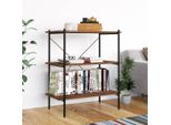 The Living Store Scaffale A 3 Ripiani Nero E Naturale 80X40X92 Cm