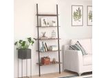 The Living Store Scaffale A 5 Ripiani Marrone Scuro E Nero 64X34X185,5 Cm